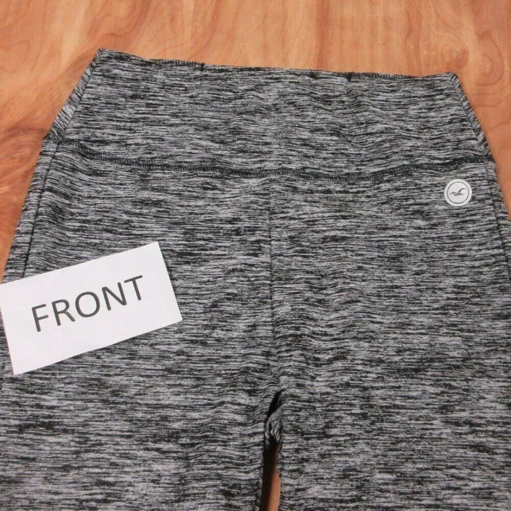 HOLLISTER Cali Sport Leggings Sz XS Workout Gym‎ Gray Heather Sheer Black Panels